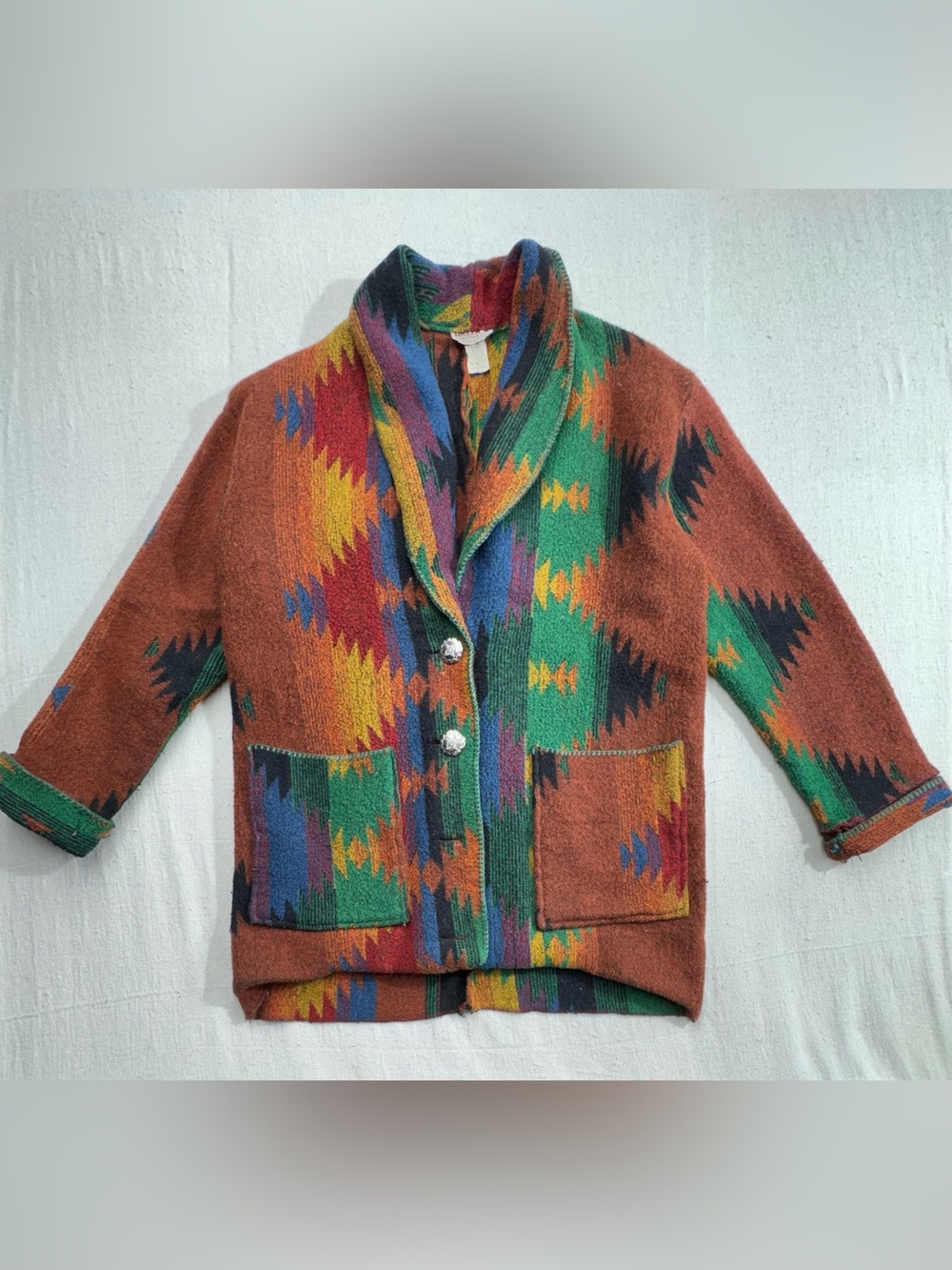 Vintage Miller Stockman Western Wool Aztec Jacket Cardigan Women’s Large USA x